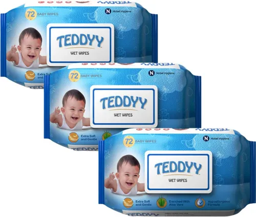 Image of TEDDYY Baby Soft Wet Wipe with Lid Pack of 3