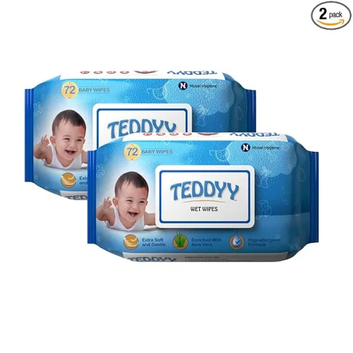 Image of TEDDYY Baby Wet Wipes With Lid 72s Pack of 2