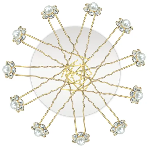 Image of TEMPERIA (12pcs) Diamond Pearl U Pins Hair Accessories