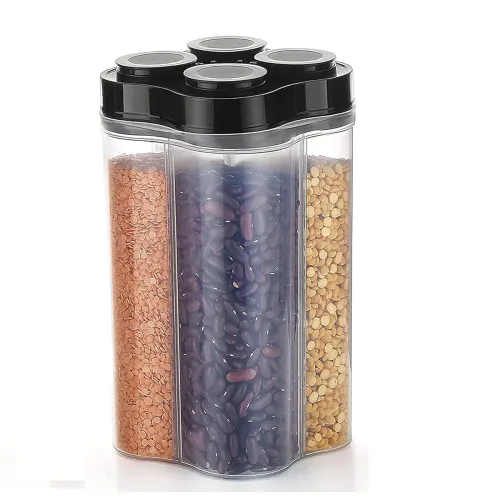 Image of TEX-RO 4 Section Container Jar container kitchen accessories items, kitchen organizer & Containers, Kitchen Storage Box