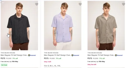 Image of THE BEAR HOUSE Men Regular Fit Collar Casual Shirt Starting At ₹575