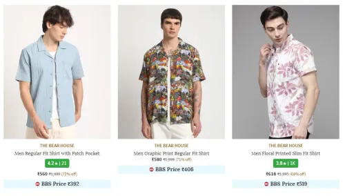 Image of THE BEAR HOUSE Men Regular Fit Shirt Starting At ₹560