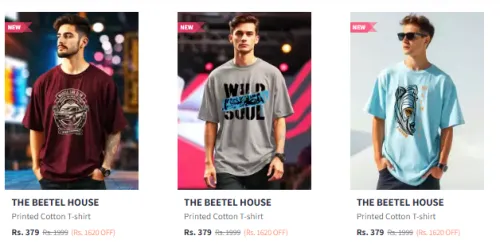 Image of THE BEETEL HOUSE Men's T-shirts at minimum 80% Discount
