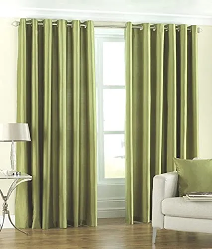 Image of The Decor Hub Faux Texture Plain Curtains 8 Feet Pack of 1