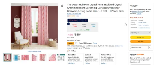 Image of The Decor Hub Mini Digital Print Insulated Room Darkening Curtain 8 feet