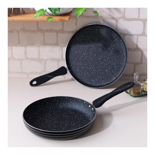 Image of The Earth Store Ecoluxe Cookware Set of 2 Teflon Non-Stick Coating 3MM Thickness FryPan 24 CM, Tawa 28CM