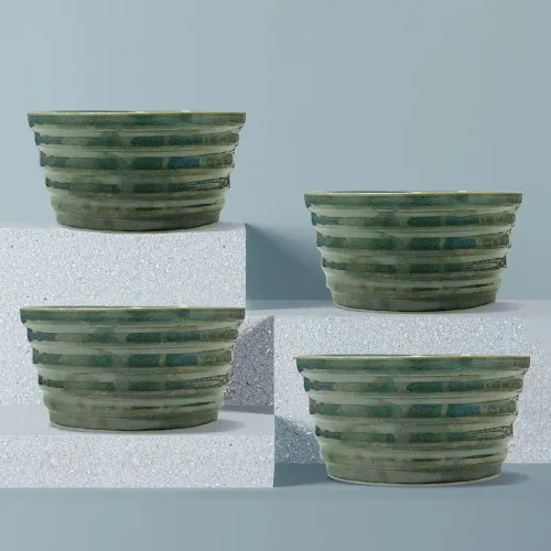 Image of The Earth Store Sea Green Ring Ceramic Bowls for Serving Nuts