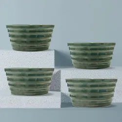 The Earth Store Sea Green Ring Ceramic Bowls for Serving Nuts