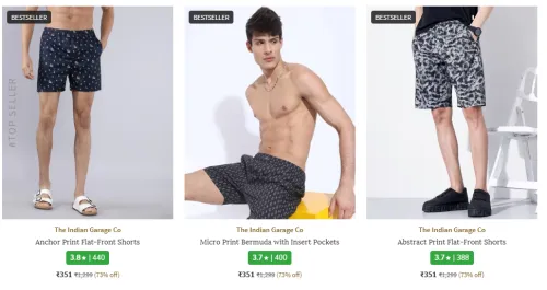 Image of THE INDIAN GARAGE CO Anchor Print Shorts Starting At @₹351
