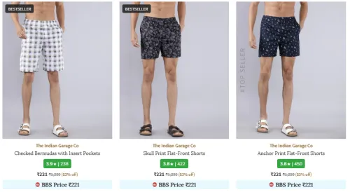Image of The Indian Garage Co. Brand Men's Shorts @ Flat 83% Discount