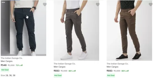 Image of The Indian Garage Co. Men Cargos Up to 75% Discount