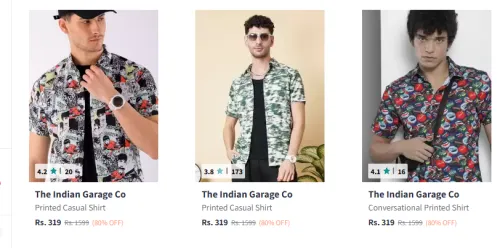 Image of The Indian Garage Co Men Casual Shirts Minimum 80% Discount