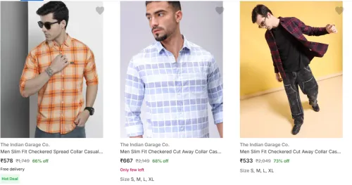 Image of The Indian Garage Co. Men Cut Away Collar Casual Shirt @ Up to 70-80% Discount