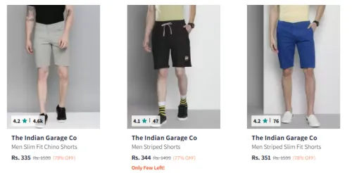 Image of The Indian Garage Co Men Fashion Shorts Minimum 75% Discount