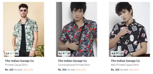 Image of The Indian Garage Co Men Fashion Shirt Minimum 75% Discount