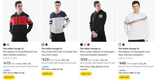 Image of The Indian Garage Co Men Fashion Sweatshirt Minimum 75% Discount