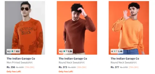 Image of The Indian Garage Co Men Fashion Sweatshirt Minimum 75% Discount