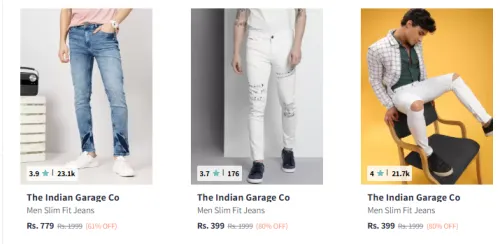 Image of The Indian Garage Co Men Fashion Jeans Minimum 75% Discount