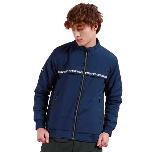 Image of The Indian Garage Co Men Regular Fit Placement Print Bomber Jackets