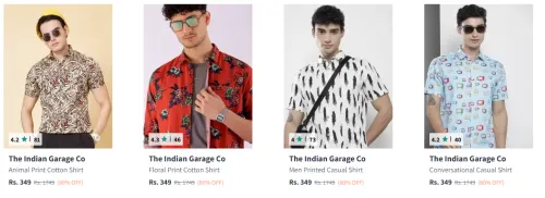 Image of The Indian Garage Co Men Print Resortwear Shirt Starting At @₹349