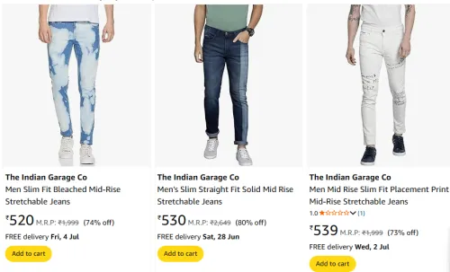 Image of The Indian Garage Co Men's Jeans Minimum 70% Discount