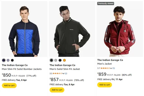 Image of The Indian Garage Co Men's Jackets Minimum 70% Discount