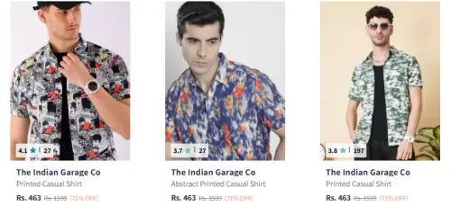 Image of The Indian Garage Co Men's Cotton Slim Fit Shirt Minimum 70% Discount