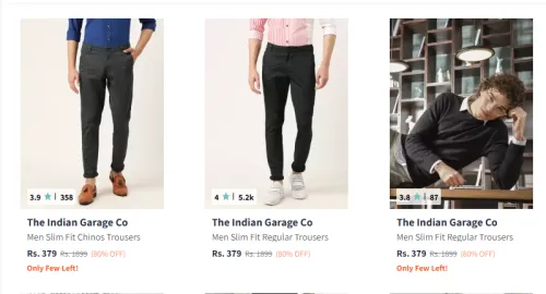 Image of The Indian Garage Co Men's Trouser Minimum 80% Discount