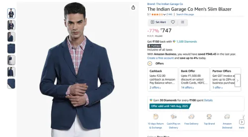 Image of The Indian Garage Co Men's Slim Blazer