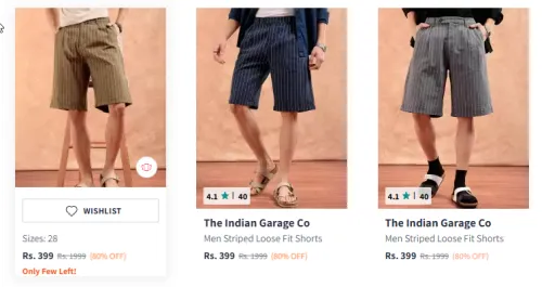 Image of The Indian Garage Co Men's Shorts at Minimum 80% Discount