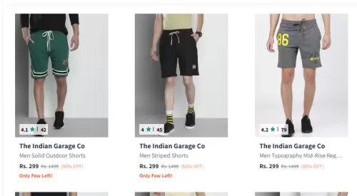 Image of The Indian Garage Co Men's Shorts Minimum 80% discount