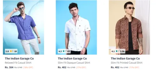 Image of The Indian Garage Co Men's Shirt Minimum 70% Discount