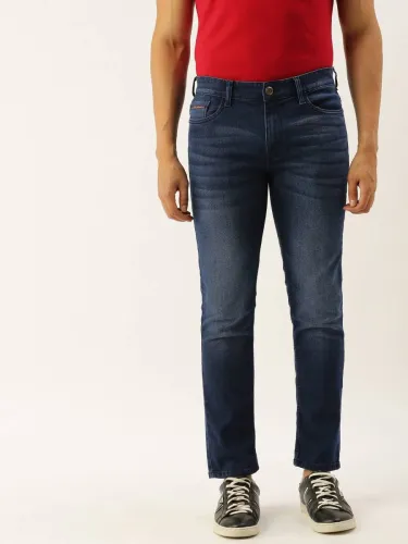 Image of The Indian Garage Co. Men Slim Low Rise Blue Jeans