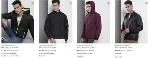 Image of The Indian Garage Co. Men Solid Casual Jacket @ Up to 60-70% Discount