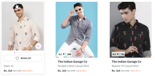 Image of The Indian Garage Co Men Striped Casual Shirt Starting @ ₹314