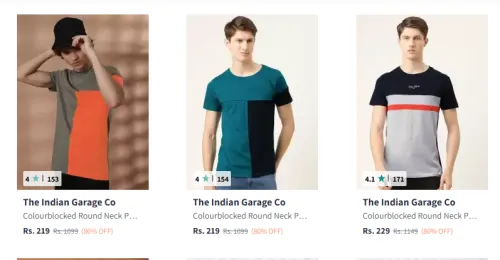 Image of The Indian Garage Co Men's T-shirts Minimum 80% Discount