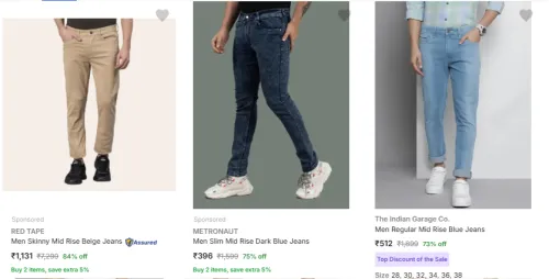 Image of The Indian Garage Co Men's Jeans @ Up to 84% Discount