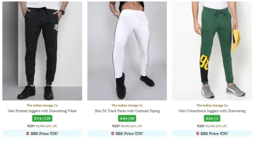 Image of The Indian Garage Co. Brand Men's Track Pants @ Flat 83% Discount | Start ₹297