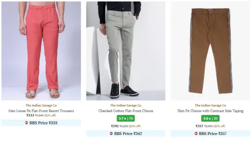 Image of The Indian Garage Co. Brand Men's Trousers & Pants @ Flat 83% Discount 
