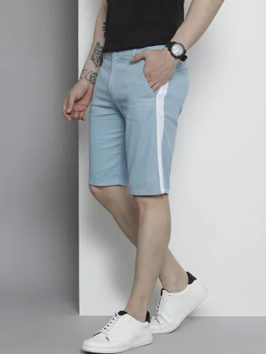 Image of The Indian Garage Co. Solid Men Light Blue Chino Shorts
