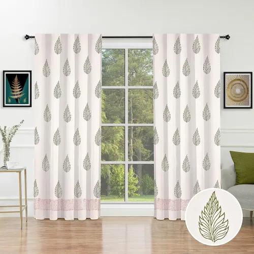 Image of THE LINEN COMPANY Cotton Curtains Set of 2 Pcs,