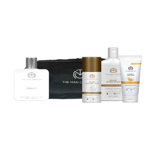 Image of The Man Company Vitamin C Face Wash, Blanc Shaving Foam, After Shave, and Pravy EDP