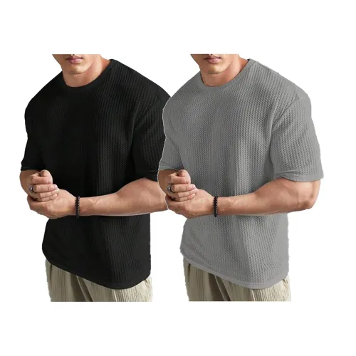 Image of The Modern Soul Solid Self Design Oversized Tshirt for Men