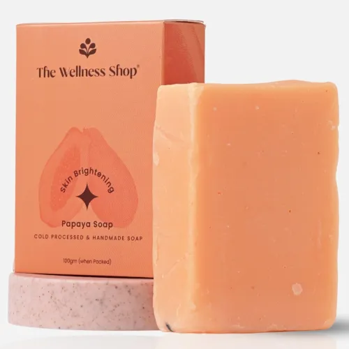 Image of The Wellness Shop Skin Brightening Papaya Handmade Soap | 100 grm