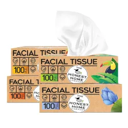 The Honest Home Co. 2Ply Soft Facial TissuePaper Box Packof4 (100 Pulls / box)