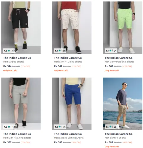 Image of The Indian Garage Co Brand Men's Shorts @ Up to 77% Discount