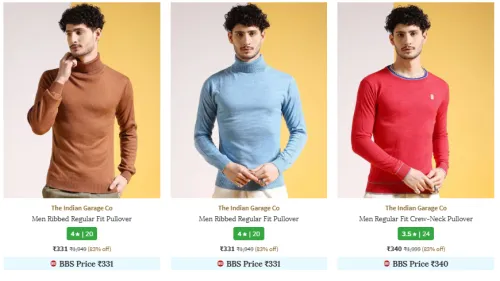 Image of The Indian Garage Co. Brand Men's Sweaters & Cardigans @ Flat 83% Discount | Start ₹331