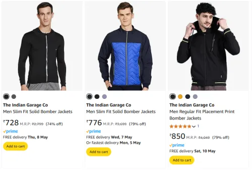 Image of The Indian Garage Co Men's Jacket Minimum 70% Discount
