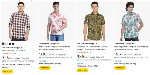 Image of The Indian Garage Co Men's Shirts at minimum 77% Discount