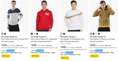 Image of The Indian Garage Co Men's Sweatshirts at minimum 72% Discount
